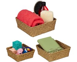 gevlochten mand - zeegras - set van 3 - 3 maten - vierkant - badkamer