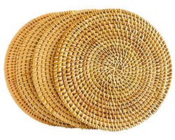 Gevlochten onderzetters voor hete gerechten, hittebestendige matten, 4-delige geschenkset – Uniek cadeau voor vrienden, housewarmings, verjaardagen, woonkamerdecoratie en kerstfeestjes (Φ 20 cm, 4 stuks)