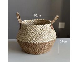 Gevlochten Opbergmand - 18x21 cm - klein - Geschikt voor binnenbloempotdecoratie - Natuurlijke houtkleur