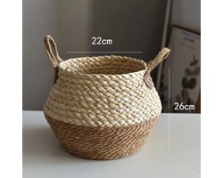 Gevlochten Opbergmand - 22x26 cm - Medium - Geschikt voor binnenbloempotdecoratie - Natuurlijke houtkleur