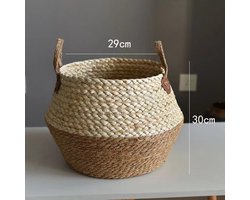Gevlochten Opbergmand - 29x30 cm - Groot - Geschikt voor binnenbloempotdecoratie - Natuurlijke houtkleur