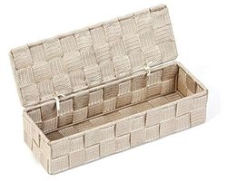 Gevlochten Opbergmand voor Badkamer - Rectangular Beige 26 x 8,5 x 6 cm