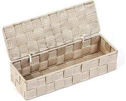Gevlochten Opbergmand voor Badkamer - Rectangular Beige 26 x 8,5 x 6 cm