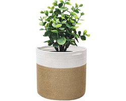 gevlochten plantenmand, bloempot, mand 30 cm diameter, bloempotten voor kamerplanten, bloemenmand binnen, plantenmand, groot, binnen, boho, plantenpot, gebreid met handgrepen