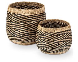 Gevlochten zeegras manden voor decoratieve opslag en planten - Set van 2 maten