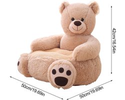 Gevulde dierenbank stoel voor kinderen- Kinderstoel -Kraamcadeau -Kindersofa -Peuterstoeltje -schattig-licht bruin bear