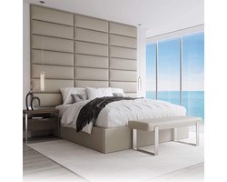 Gewatteerd hoofdbord voor bed VÄNT - Decoratieve wandpanelen - Set van 4 geluidsabsorberende wandpanelen - 6 afwerkingen en 30 designerkleuren wall panels - Vintage leer - Dusty taupe