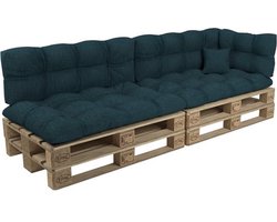 Gewatteerd Kussenset voor Europallets - 6 delige Set met Zit-, Rug-, Zij- en Sierkussen in Donkergroen