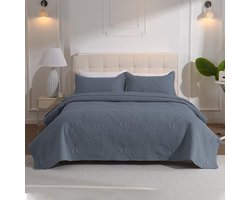Gewatteerde Bedsprei - Dubbelzijdig Lichtgewicht Multifunctioneel - Voor bed en bank - Blaugrijs 240x260 cm