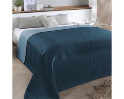 Gewatteerde bedsprei in blauw, eenpersoonsformaat met hexagonpatroon