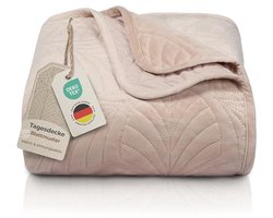 Gewatteerde bedsprei met bladmotief 170x210 cm - Zachte fluwelen deken voor bed en bank - Kreukvrij en wasbaar