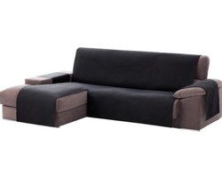 Gewatteerde beschermende bankhoezen voor chaise longue rechter arm - ideaal voor kinderen en huisdieren - Zwart (Van voren gezien) hoekbank overtrek