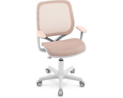 Gewatteerde kinderbureaustoel, draaistoel voor kinderen, in hoogte verstelbare bureaustoel van 80 tot 92 cm, ergonomische kinderstoel voor leren, max. 75 kg