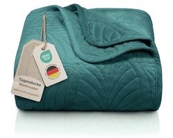 Gewatteerde sprei 200x220 cm - Fluwelen deken met bladpatroon - Kreukvrij en wasbaar