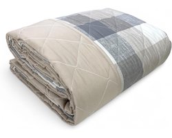 Gewatteerde sprei - Dekbed sprei - Slaapkamer decoreren - Zacht perzikhuid effect - 250x260 cm - Schots beige