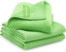 Geweldigschoon Raamdoekenset - Schoonmaakdoek en 2 droogdoeken - Microvezeldoeken - Maat M - Groen