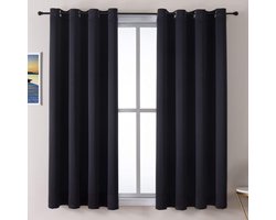 Geweo Verduisterend Gordijn Kant en Klaar met Plooiband - 132 *160 cm- Zwart - Raamdecoratie - 2stuks