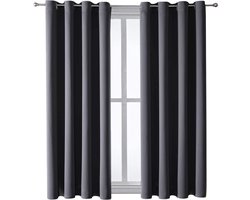 Geweo Verduisterend Gordijn Kant en Klaar met Plooiband - 150*250 cm- Grijs- Raamdecoratie - 2stuks