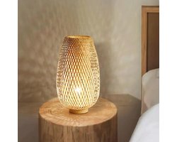 Geweven Bamboe Tafellamp - Zen-Stijl Tafelverlichting voor Slaapkamer en Woonkamer
