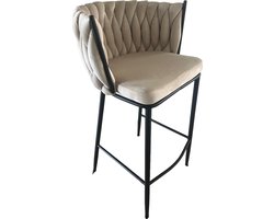Geweven Barkruk Wave Bar stoel / chair Hoog Zand White Velvet