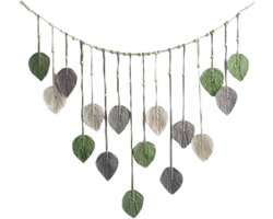 Geweven Bladeren Wandtapijt Met Kwasten Groene Wanddecoratie Boho Wandhanger Voor Slaapkamer Woonkamer Woondecoratie Foto Muur Achtergrond Decoratie