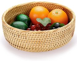 Geweven Fruitmand - Ronde Rotan - Serveermanden voor Brood en Snacks - Tafel en Aanrecht Decoratie - Opbergmanden