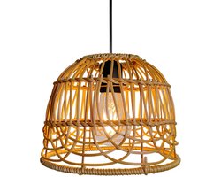 Geweven hanglamp van rotan – Hanglamp – Op zonne-energie – 20 x 20 x 14,5 cm – Geel – Kunstrotan