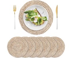 Geweven maïsschil placemats - 6 stuks - natuurlijke rotan - ronde tafelmatten - stro gevlochten - diner/salontafel - 30 cm Round Woven Placemats