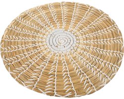 Geweven Muurdecoratie Rond - Zeegras Wandversiering - Woonkamer Decoreren - Etnische Stijl - 35X35X1CM - Niet gespecificeerd