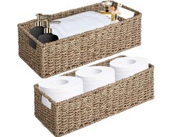 Geweven Opbergmand Opslag Organizer Mand - Toiletpapier Mand - Vintage Mand Bin - Badkamer Keuken Toilet Tank Vanity - Aanrecht Tafel Plank - Zeegras