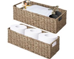 Geweven Opbergmand Opslag Organizer Mand - Toiletpapier Mand - Vintage Mand Bin - Badkamer Keuken Toilet Tank Vanity - Aanrecht Tafel Plank - Zeegras