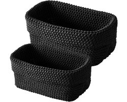 Geweven Opbergmand - Set van 2 - Kastmand - Opbergbox - IJszijde Draad - Toiletpapier Mand - Multifunctionele Manden - Voor Badkamer, Kinderkamer en Woonkamer - Zwart