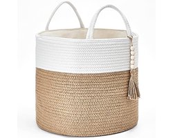 Geweven Opbergmand van Jute - Natuurlijke Decoratieve Mand voor Kleding, Speelgoed en Planten - 40,6 x 33 cm