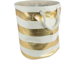 Geweven papier wasmand met gouden streep - ronde opbergmand - 1 stuk - papier - 20x15x15