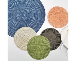 geweven placemat, wasbaar ronde katoenen garen placemat, warmte-isolatie, handgeweven Tafel mat (Color : M, Size : 6 pieces)