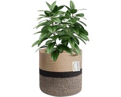 Geweven Plantenmand met Voering - Indoor Bloempotten - 1 stuk - Katoen Touw en Jute - 28 cm