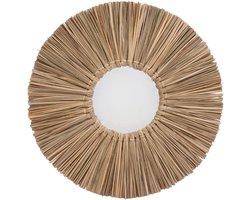 Geweven Wandspiegel - Ronde Zeegras Spiegel - Woonkamer Decoratie - Handgeweven Zeegras - 40 cm Buitendiameter - Natuurlijk