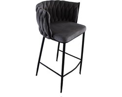 Geweven Wave Barkruk Bar stoel / chair Hoog Grey Velvet