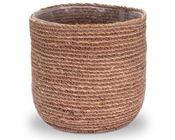 Geweven Zeegras Bloempot voor Binnen | Decoratieve Mand met Boho Inzet | Natuurlijke en Duurzame Plantenbak | 30 cm