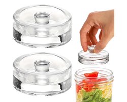 Gewichten voor fermentatie - Set van 2 glazen gewichten voor fermentatie - Mason-potten met brede opening - Accessoires voor fermentatie - Gewichten voor fermentatiepotten - Geschikt voor ingelegde groenten en kimchi - Glas, Ø 7cm, 2 stuks
