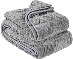Gewogen deken 9 kg, therapiedeken 1524 x 2032 mm, queensize, deken van sherpa fleece met glazen kralen, geschikt voor volwassenen van 90-113 kg, ondersteunt stressreductie en ontspanning, grijs