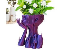 Gezicht Bloempot - Hoofd Vaas - Kamer Decoratie - Handgemaakt Uniek Design - 15.5 x 12 x 10 cm - Paars