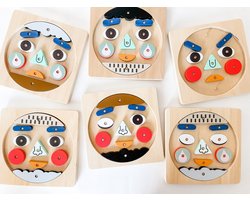 Gezichten en Emoties Puzzel voor Kinderen - Montessori Vormen Puzzel Emoties Leren - Educatief Spel Ontwikkeling Emoties - Montessori Speelgoed van Hout - Houten Vormen Puzzel Gezicht - WoodyDoody