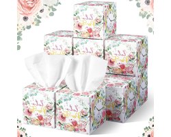 Gezichtsweefsels Kubus - Papieren Dozen - Dagelijks Gebruik - Aquarel Rozen Design - 12 Pakken - Veelkleurig