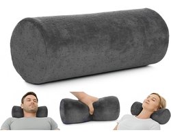 Gezondheidsronde nekrol, cilindervormig kussen met afneembare, wasbare hoes, ergonomisch ontworpen voor hoofd, nek, rug en benen, grijs | 33 cm × 12,7 cm