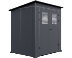 GFP Primeyard Kunststof tuinschuur 176x145x199 cm tuinhuis antraciet
