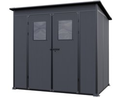 GFP Primeyard Kunststof tuinschuur 213x145x199 cm tuinhuis antraciet