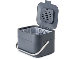 GFT-afvalbak 4 liter geurfilter compacte afvalemmer keuken biologisch afvalbakje met deksel steen kleur 19,7 cm