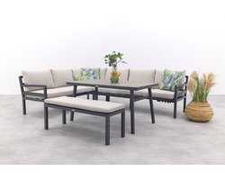 GI Corsica lounge-dining set links (4-delig) - Carbon black