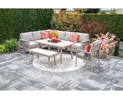 GI Decala rope lounge-/diningset incl. stoel & tuinbank - Teak/Zand
